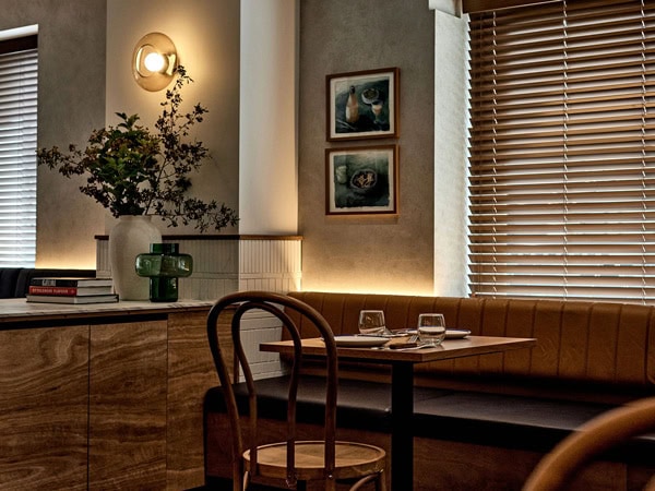 the dimly lit dining interior at The Gertrude Hotel, Melbourne, Vic