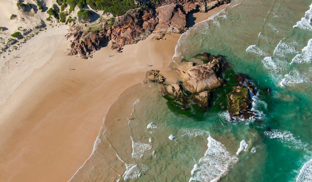 Aerial shot of Samurai Beach, nude beach