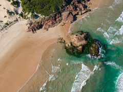 Aerial shot of Samurai Beach, nude beach