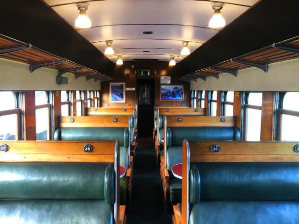 comfortable seating in the 'N' type carriage onboard Kiama picnic train