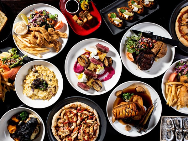 a table-top view of generous breakfast plates at Mount Gambier Hotel