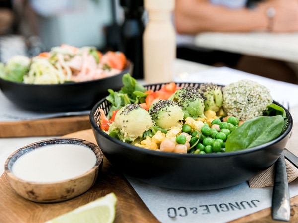 a poke bowl at Jungle and Co, Noosa