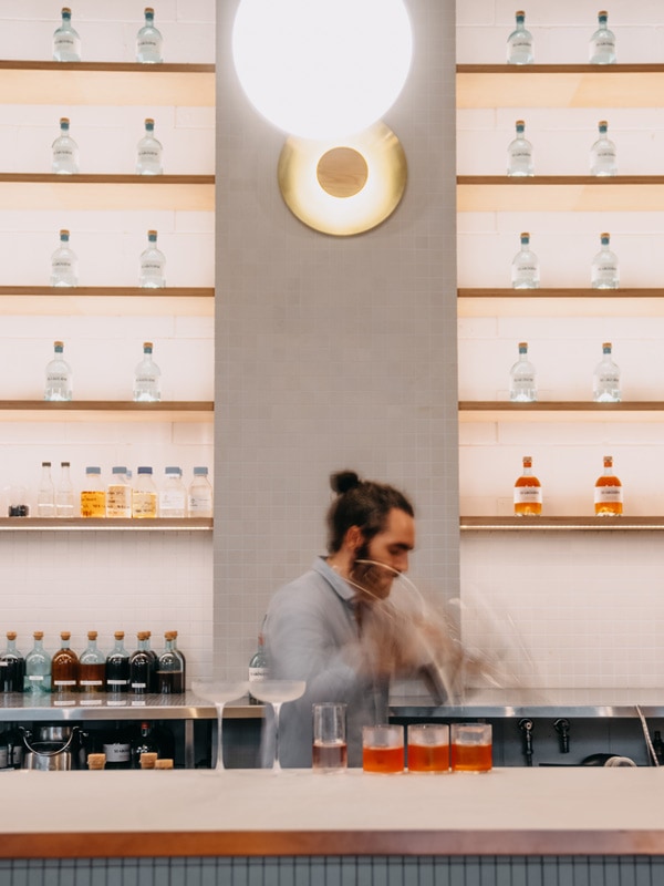 Bartender making cocktails at Seabourne bar