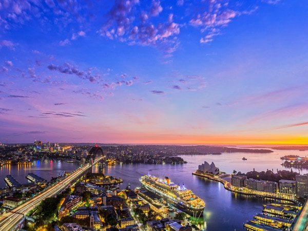 the view of Sydney harbour at night, Royal Caribbean Brilliance of the Seas