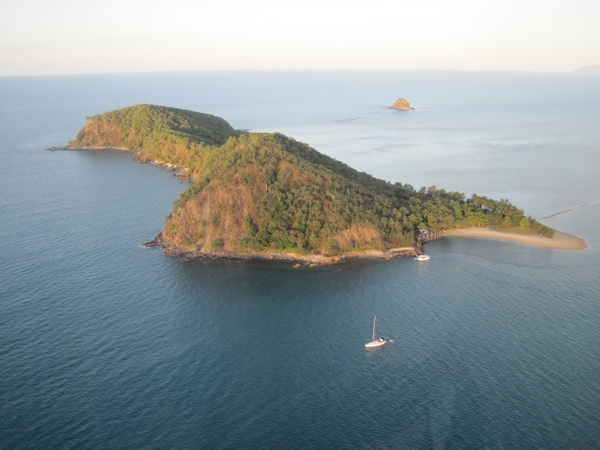 an aerial view of Double Island, Palm Cove