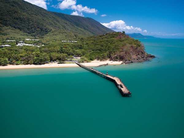 an overhead shot of Palm Cove Jetty