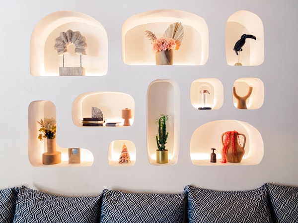 ceramic and vases on the wall at Cabana Bar, Sydney