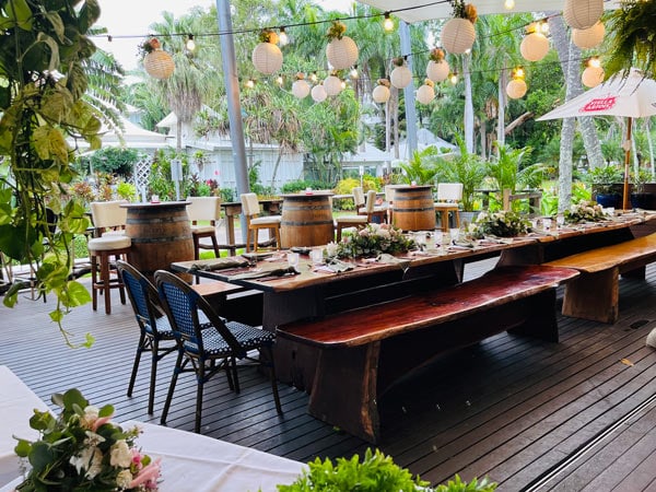 an al fresco dining setup at Chill at Portofino, Palm Cove