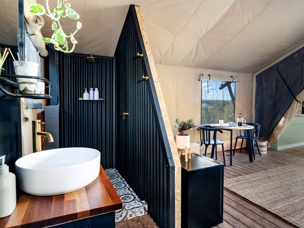 the golden shower at Cicada Luxury Camping