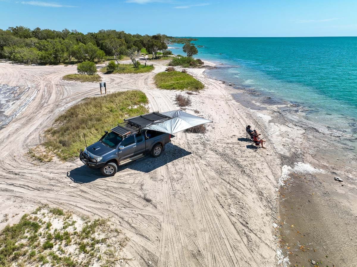 an aerial view of a 4WD at Banana Well Getaway, Broome