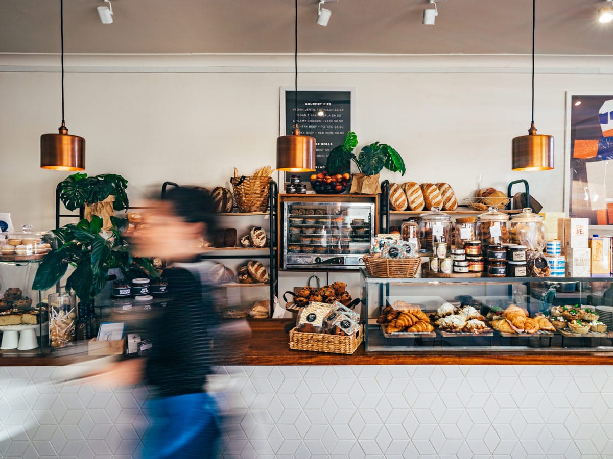 the bread counter at Flour Water Salt Bakery