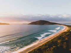 an aerial view of Bennetts Beach, Hawks Nest