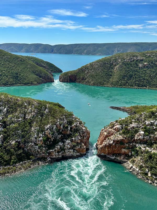 a scenic view of the Horizontal Falls from above