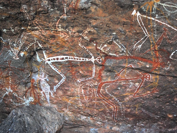 a Mimih spirit painting at Burrungkuy (Nourlangie)