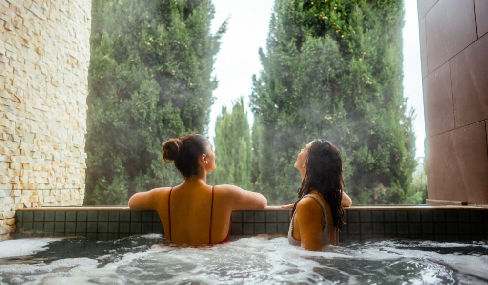 Women in the hot springs at The Mineral Spa within Peppers in Daylesford and Hepburn Springs