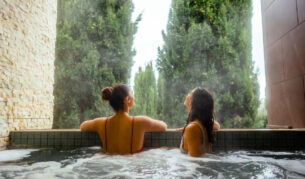 Women in the hot springs at The Mineral Spa within Peppers in Daylesford and Hepburn Springs