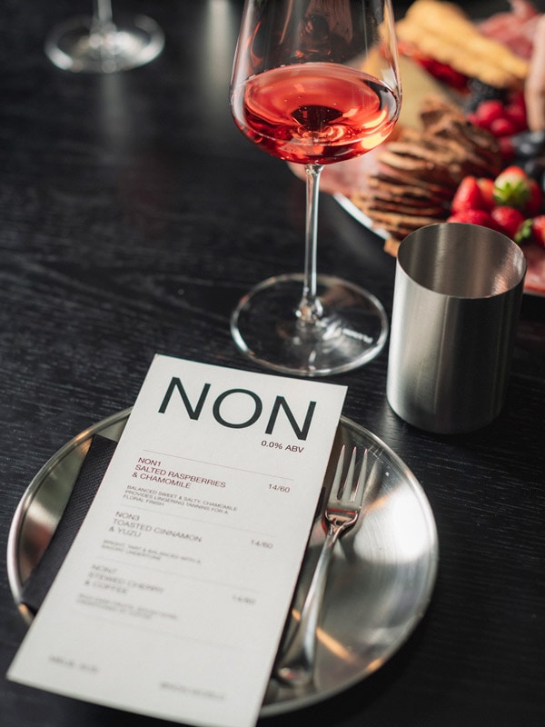 a reserved table inside NONHQ, first alcohol-free cellar door in Melbourne