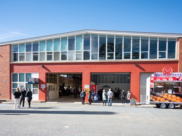 the building exterior of Old Bus Depot Markets