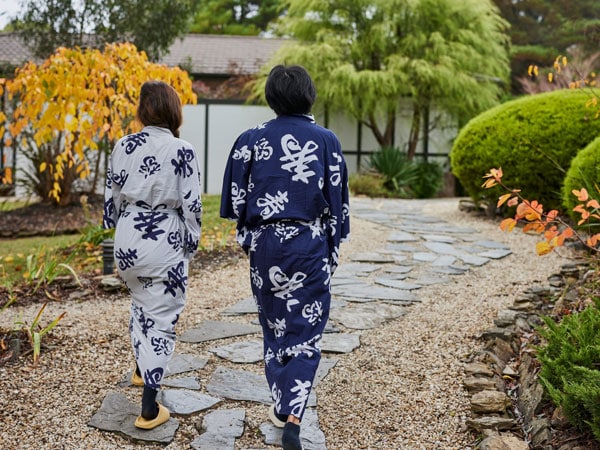 a couple in Japanese robe at Shizuka Ryokan Japanese Country Spa