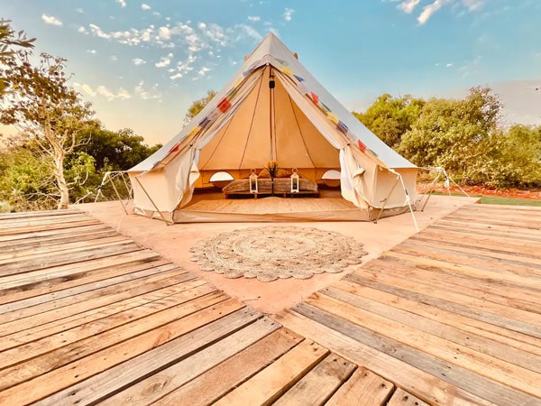 an eco-luxury safari tent at Sol glamping Tent of Saturn