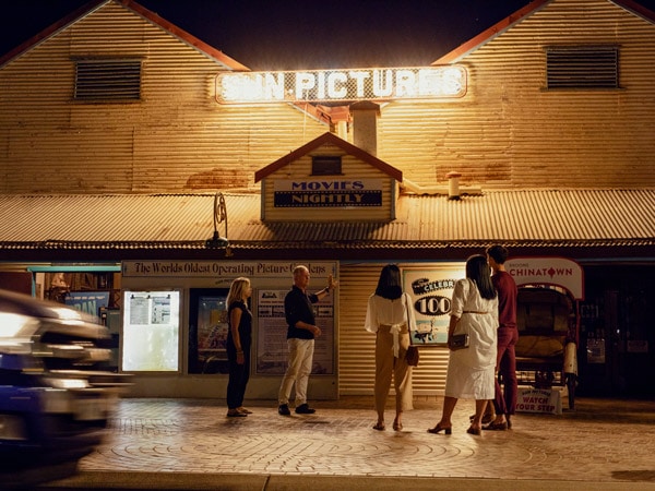 people outside Sun Pictures in Broome