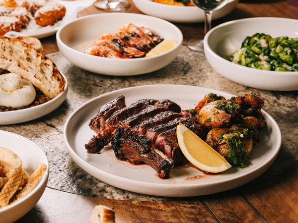 food plates on the table at The Winery, Surry Hills