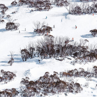People skiing down the slopes of Thredbo.