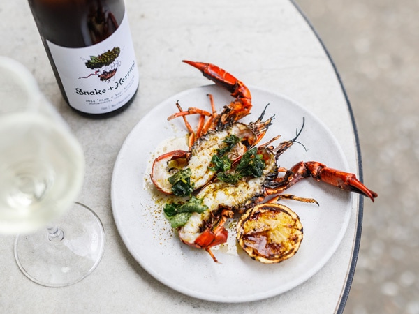 Seafood and wine at Yarri Restaurant + Bar. 