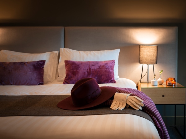 a close-up shot of the bed at East Hotel, Canberra