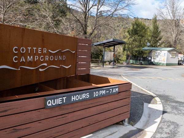 the signage of Cotter Campground