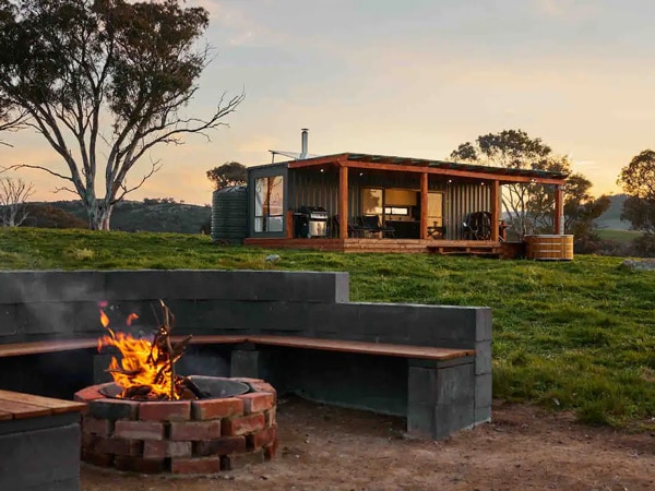 a bonfire setup at Horseshoe Hideaway, Mullion