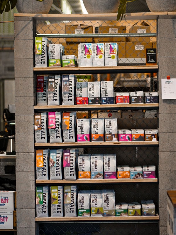 coffee product display at Lonsdale Street Roasters, Canberra