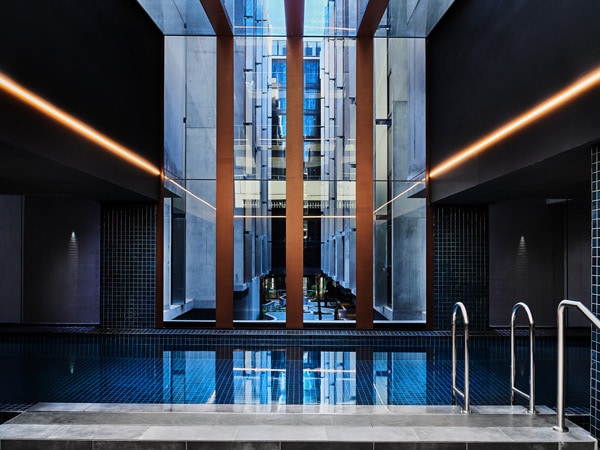 the lap pool and sauna at Midnight Hotel, Canberra