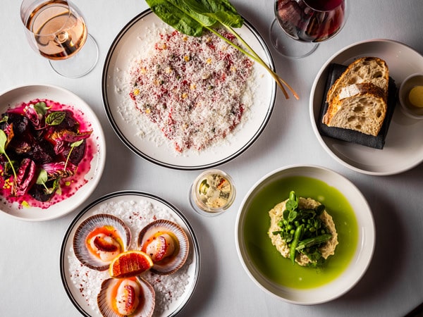 a table-top view of meals at Capitol Bar & Grill