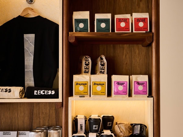 coffee packs on display at Recess Coffee, Canberra