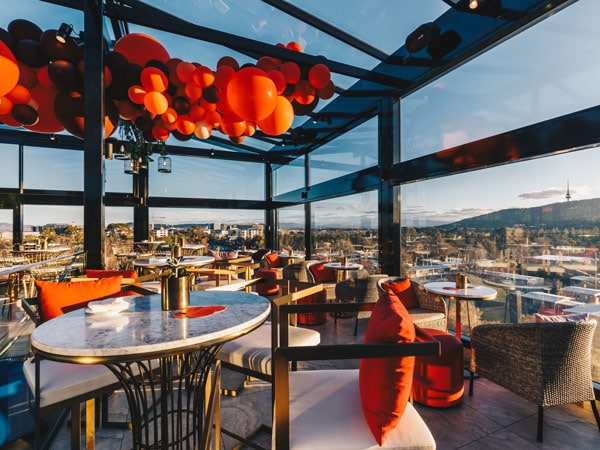 the rooftop bar of Howling Moon, Canberra
