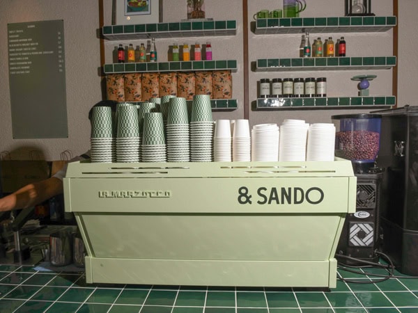 the coffee counter at &Sando, Canberra