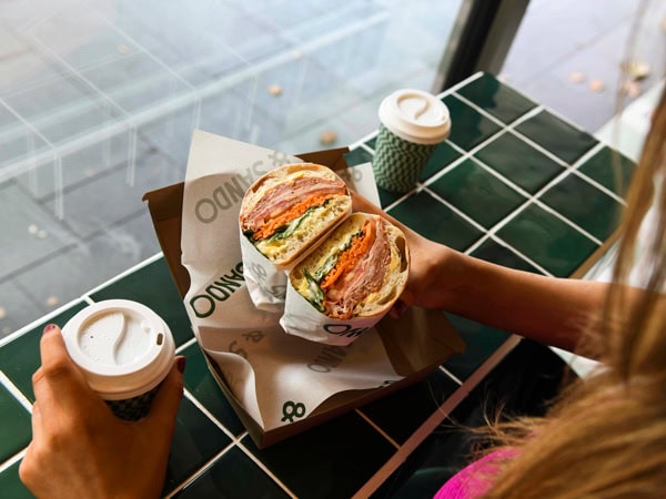 sandwich and coffee at &Sando, Canberra