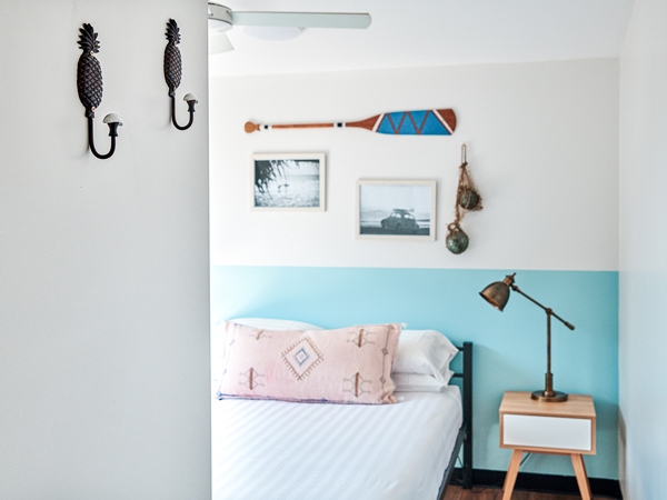 the bedroom at The Surf House, Byron Bay