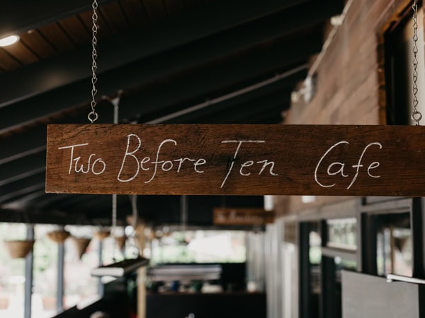 the Two Before Ten cafe signage in Canberra