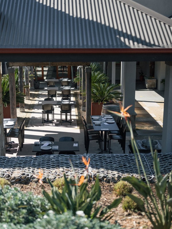 an alfresco dining terrace at Yellow Billy