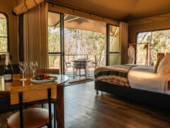 a luxury accommodation with balcony at Cooinda Lodge, Kakadu