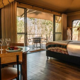 a luxury accommodation with balcony at Cooinda Lodge, Kakadu