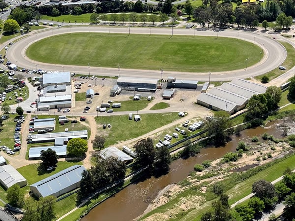 an aerial view of Bathurst Showground