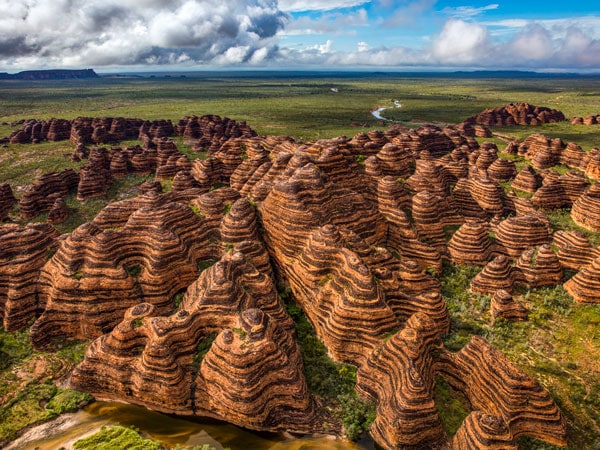 an aerial view of the The Bungle Bungle Range