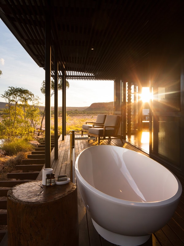 an outdoor tub at El Questro Homestead