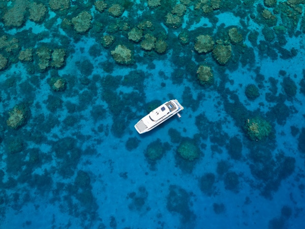 an aerial view of Silverswift at Flynn Reef , Cairns