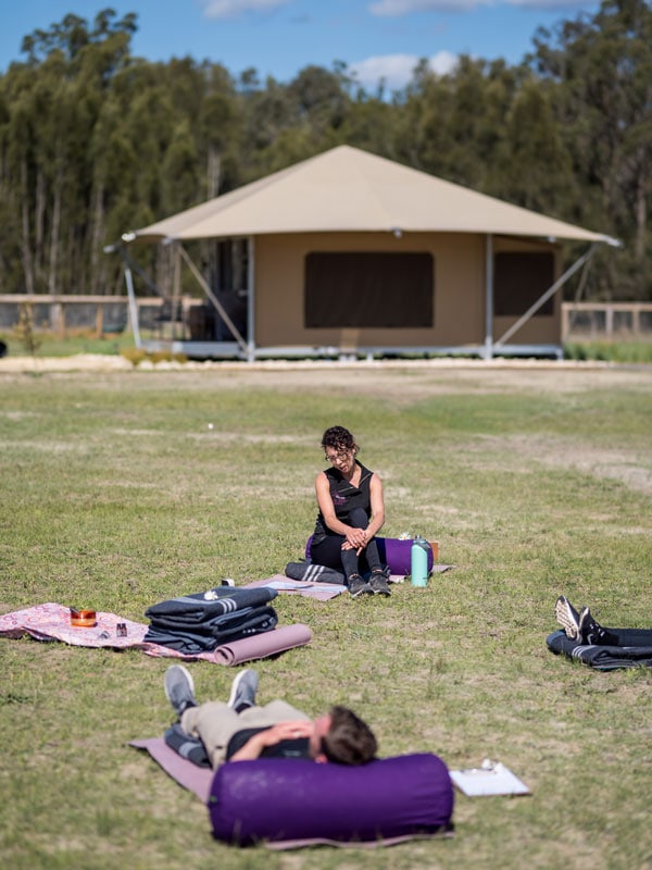 Amanda Drew during a meditation session at Heavenly Hunter Mobile Massage & Meditation