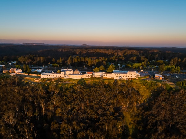 an aerial view of the Hydro Majestic Hotel, Medlow Bath in the Blue Mountains