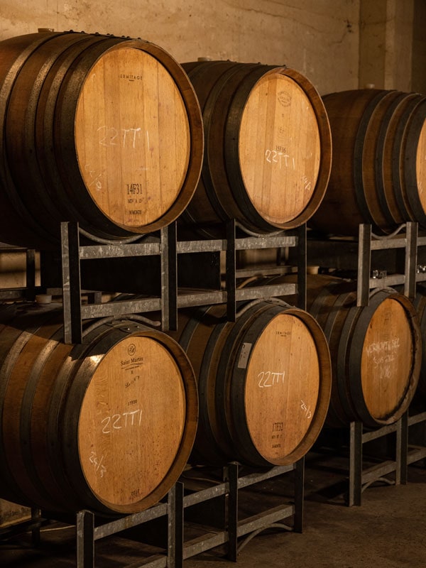 wine barrels at Margan Wines and Restaurant
